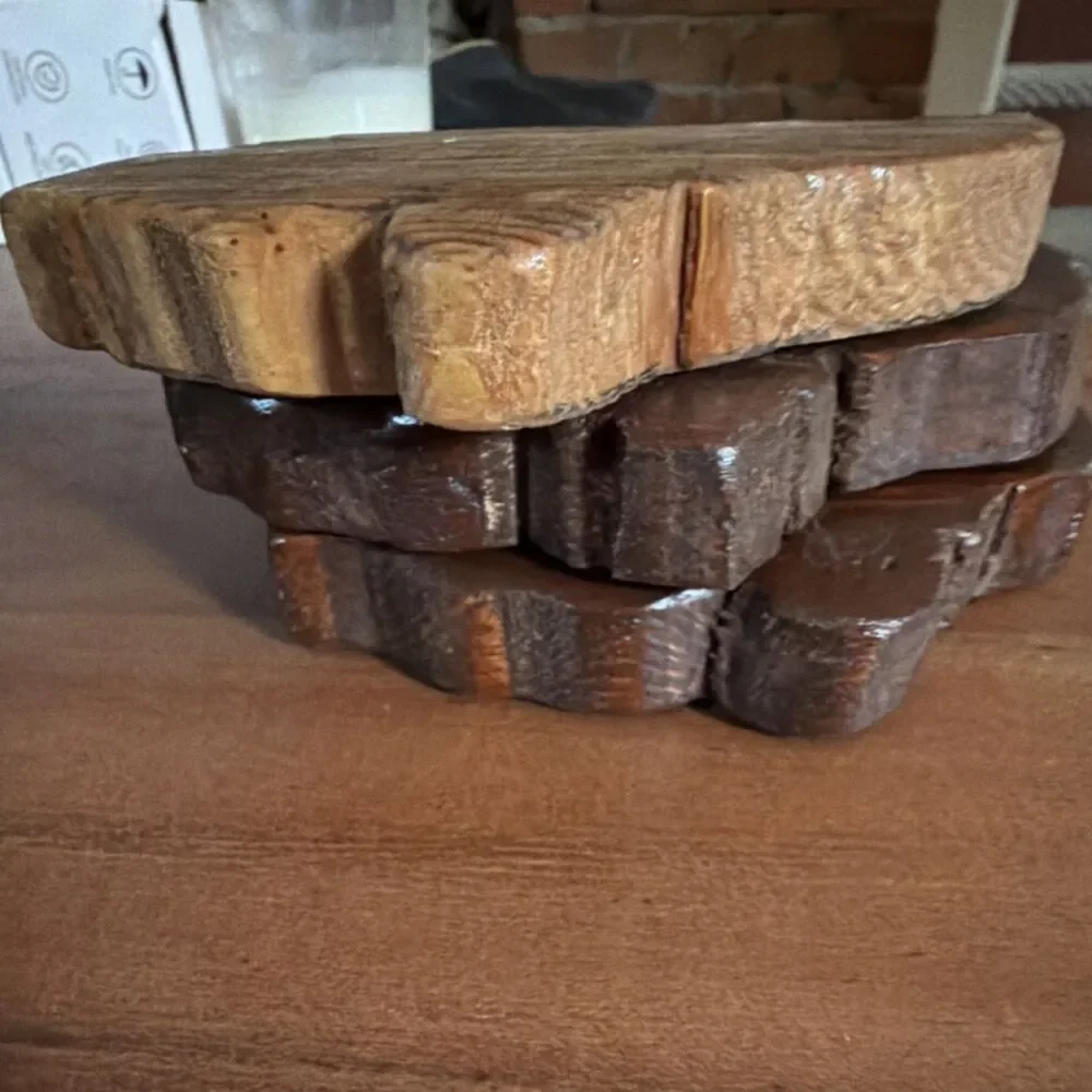 Rustic Ohio State-Shaped Wood Coaster Set of 3 with Cleveland Star Detail